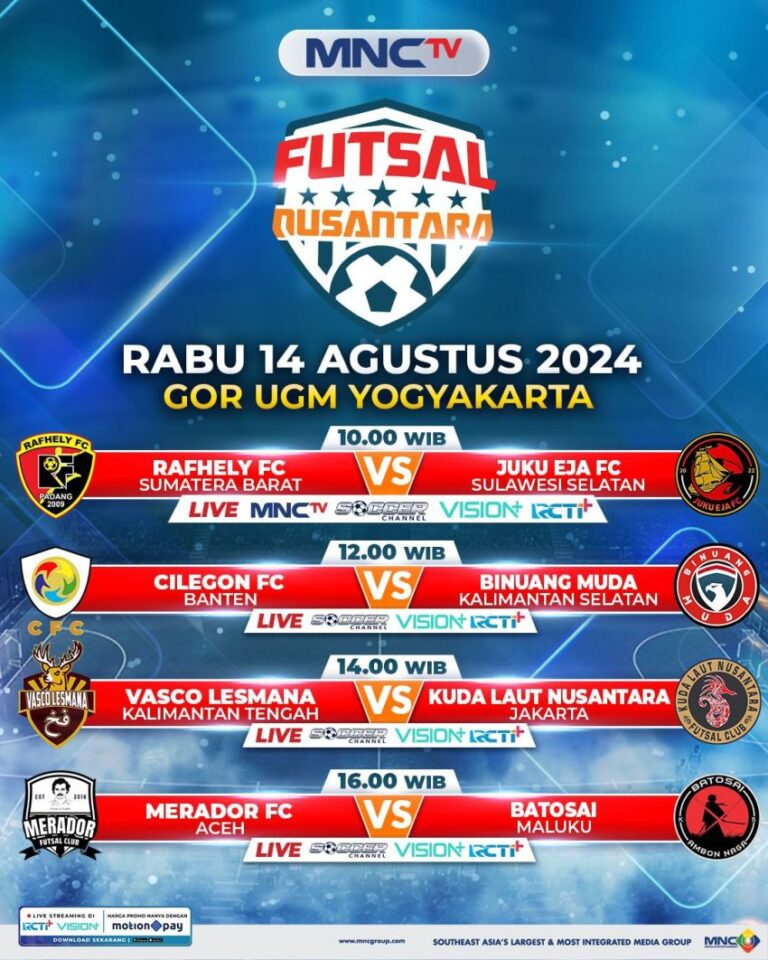 Delapan Klub Terbaik Bersaing, Saksikan Liga Futsal Nusantara 2024 di MNCTV!