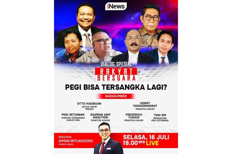 Pegi Terancam Berstatus Tersangka Lagi, Saksikan di Rakyat Bersuara bersama Aiman Witjaksono, Otto Hasibuan, Henry Yosodiningrat, dan Narasumber Lainnya, Malam Ini Live di iNews