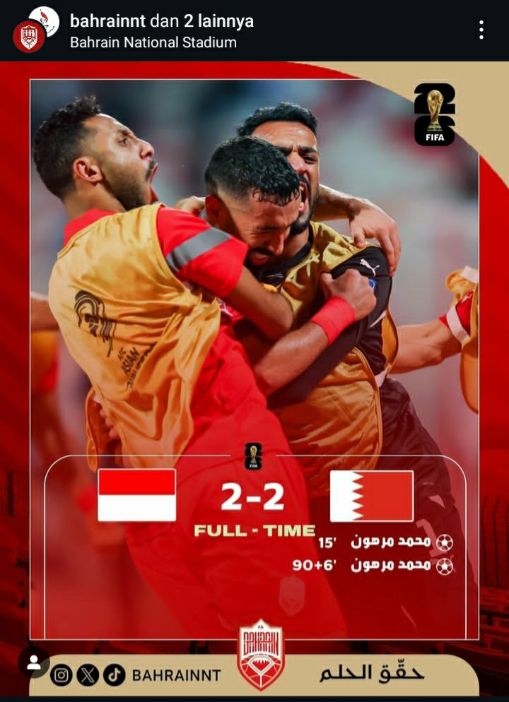 Bahrain Tak Punya Malu, Klaim Gol Penyama Kedudukan Terjadi di Menit 90+6