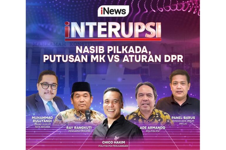 Jangan Lewatkan Malam Ini di INTERUPSI Nasib Pilkada, Putusan MK VS Aturan DPR Bersama Ariyo Ardi, Anisha Dasuki, Chico Hakim, Muhammad Rullyandi, dan Narasumber Kredibel, Live Hanya di iNews