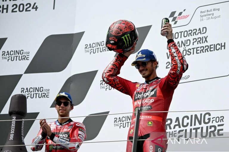 Klasemen MotoGP 2024: Bagnaia unggul lima poin di puncak dari Martin