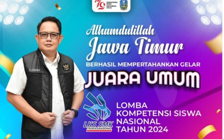 Pertahankan Juara Umum LKS SMK Nasional XXXII 2024, PJ Gubernur Jatim Beri Apresiasi