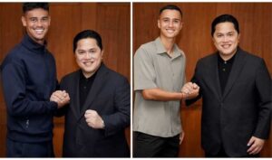 Resmi, Mees Hilgers dan Eliano Reijnders Salaman dengan Erick Thohir